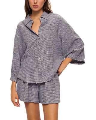 Linen Blend Relaxed Fit Pajama Top