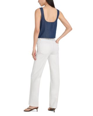 Good High Rise True Straight Jeans in White001
