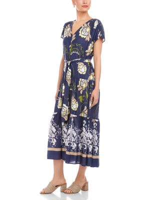 Kristine Tiered Front Slit Midi Dress