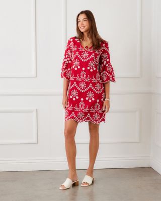 Flare Sleeve Embroidered Dress