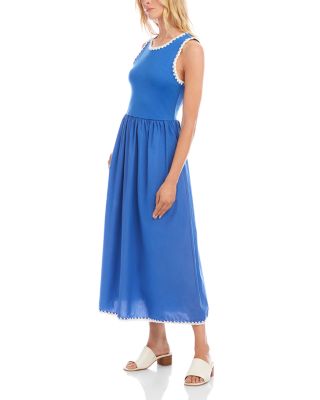 Sleeveless Edge Stitch Contrast Midi Dress