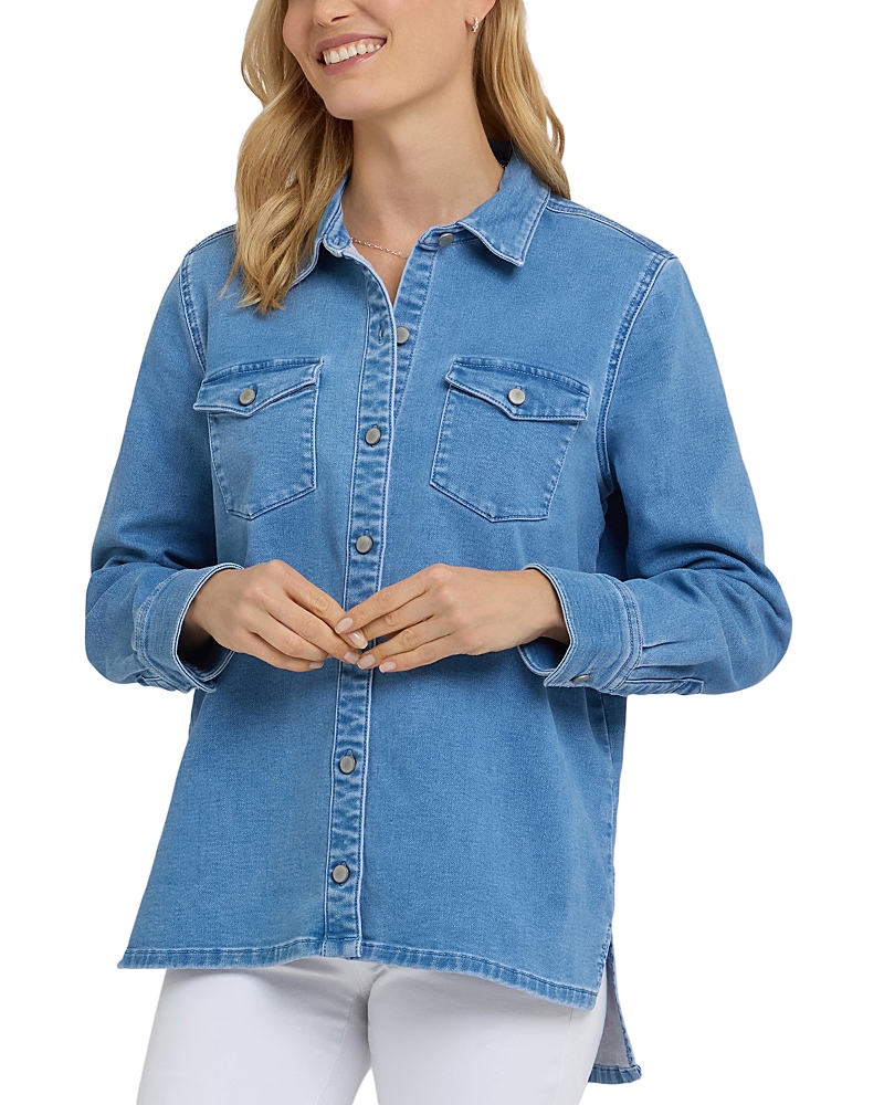 Nydj Oversized Knit Denim Shirt