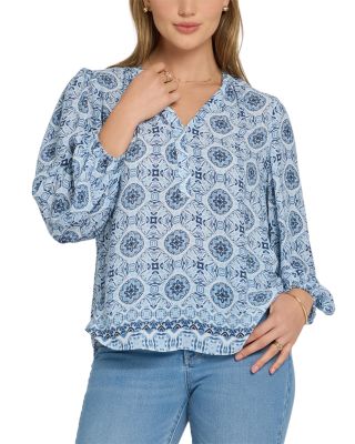 Nydj Puff Sleeve Popover Shirt