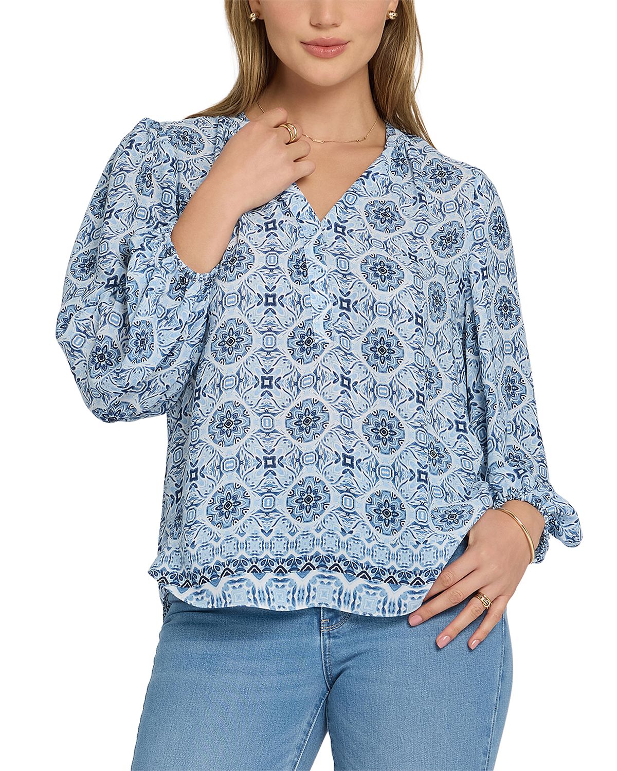 Nydj Puff Sleeve Popover Shirt