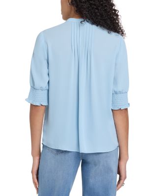 Floral Print Pleated Peasant Top