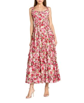  Petite Floral Cotton Ruffle Square Neck Ankle Dress