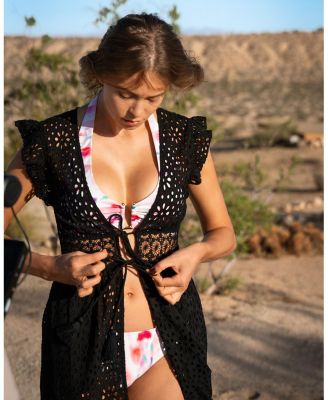  Lauren Lace-Trim Eyelet Cover-up Dress