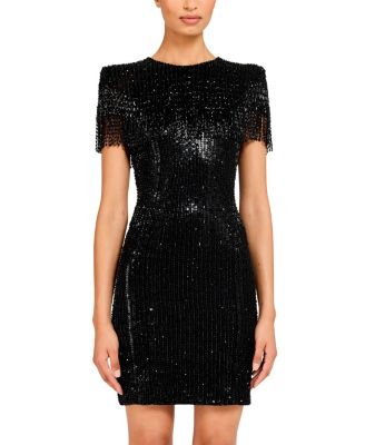 Swish Sequin-Embellished Beaded Mini Dress