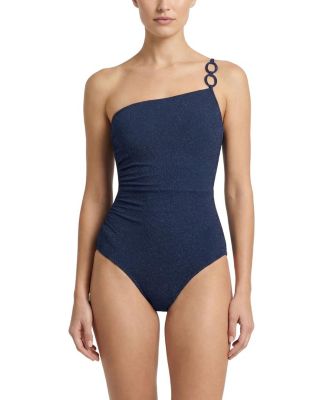 Kara One Shoulder Ring Trim One-Piece Swimsuit