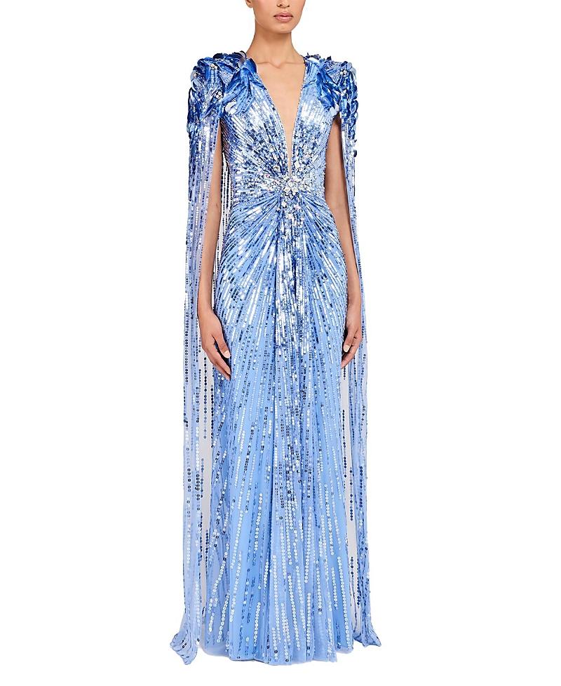 Jenny Packham Goldfinger Sequin-Embellished Maxi Dress
