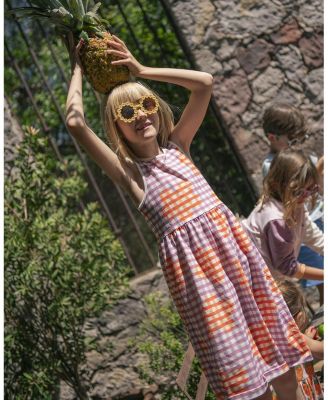  Girls' Recycled Cotton Flower Gingham Tank Dress - Baby, Little Kid