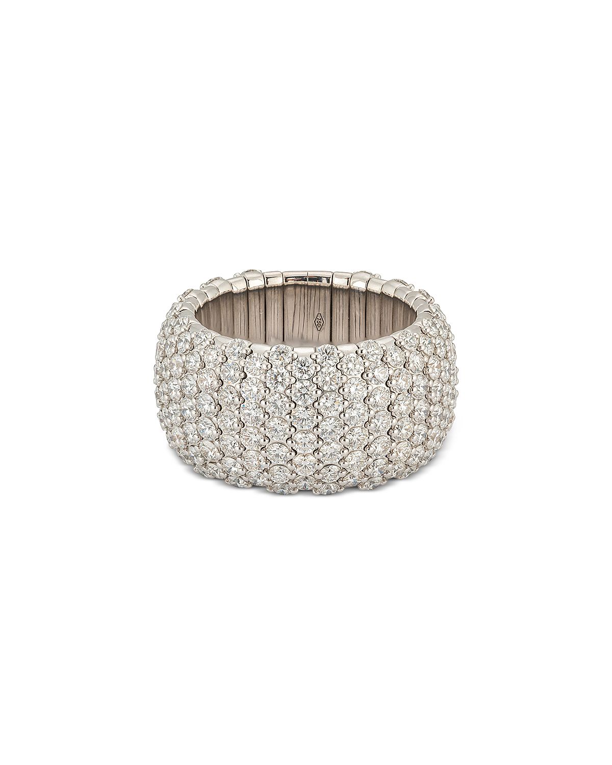 Zydo 18K White Gold Diamond Wide Domed Stretch Ring, 6.21 tcw