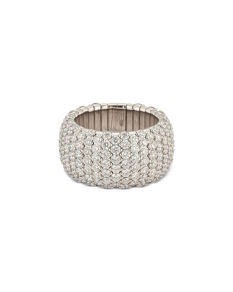 Zydo 18K White Gold Diamond Wide Domed Stretch Ring, 6.21 tcw