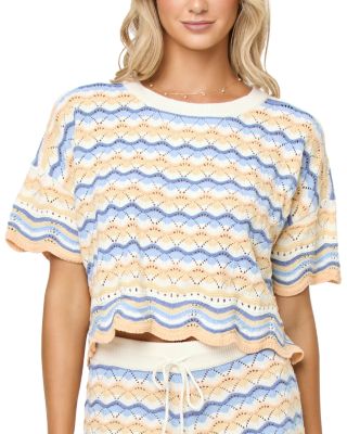 L*space Sunchaser Scalloped Cover Up Crop Top In Daydreamer