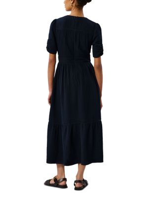 V Neck Textured Midi Dress