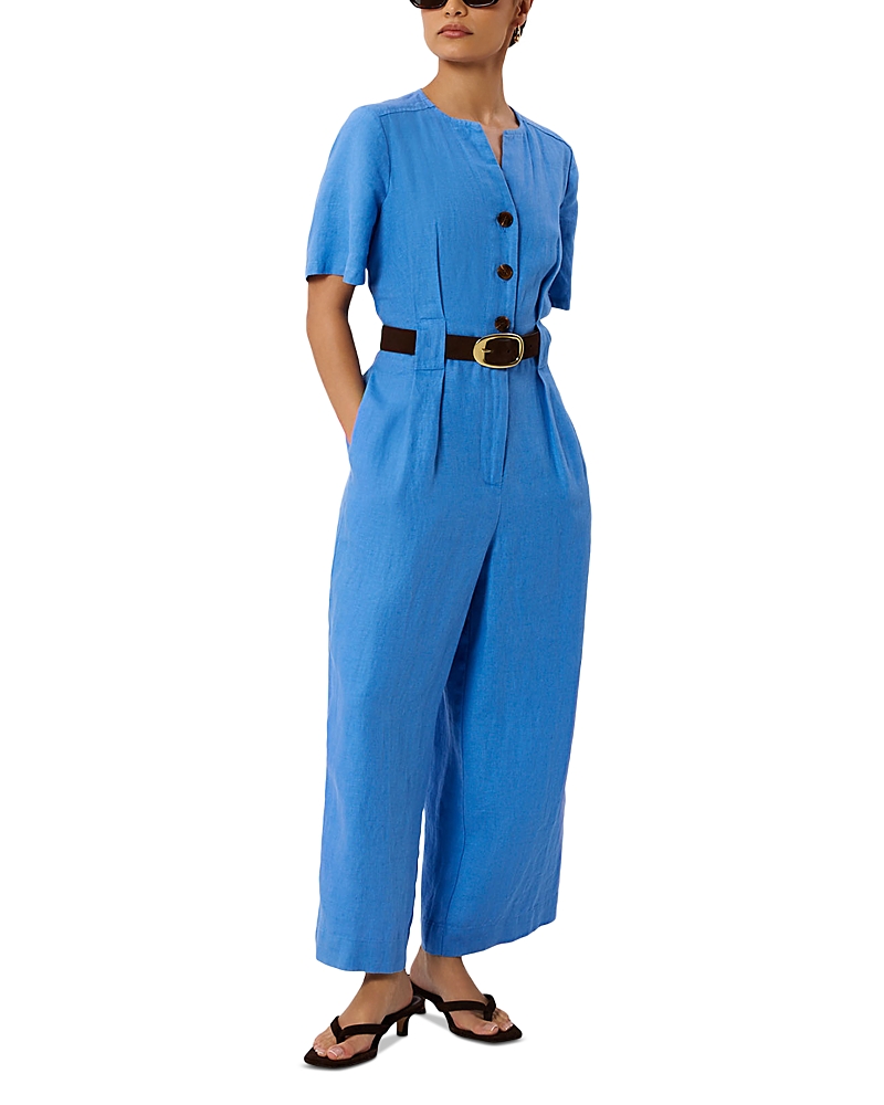 Whistles Petite Fiona Linen Button Jumpsuit