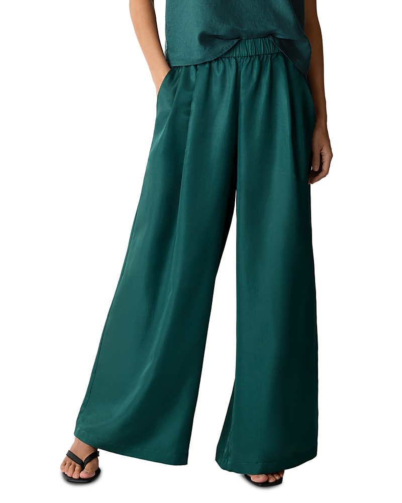 Eileen Fisher High Waisted Pleated Wide Leg Pants
