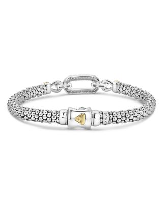 18K Yellow Gold & Sterling Silver Caviar Lux Diamond Clip Caviar Bead Bracelet - Exclusive