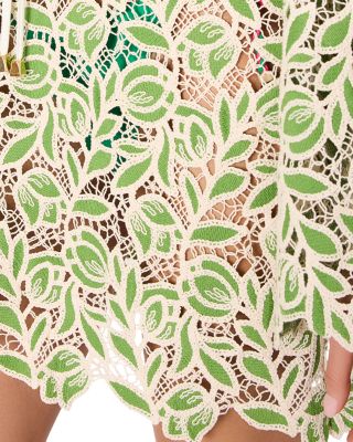 Green Leaf Lace Dress Swim Cover-Up