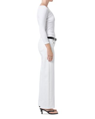 Nora Mid Rise Patch Jeans in Soft White