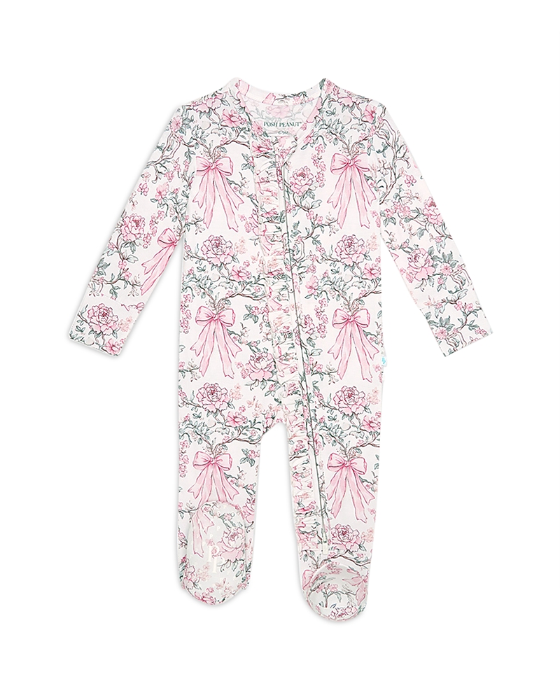 Posh Peanut Girls' Irene Ruffled Zippered Footie - Baby