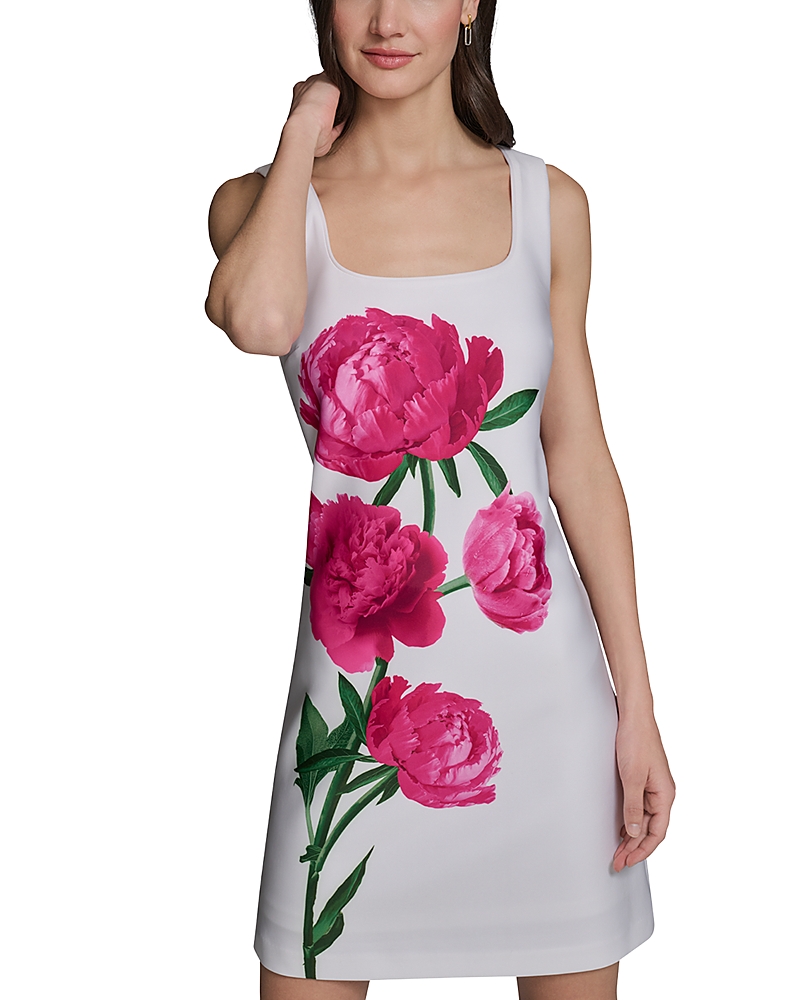 Karl Lagerfeld Paris Floral Printed Scuba A Line Dress