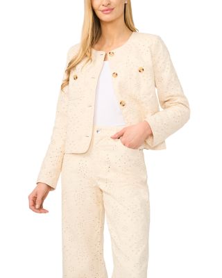 Collarless Eyelet Jacket