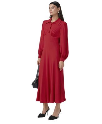 Wendy Crepe Collared Neck Midi Dress