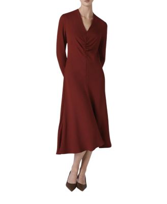 Cecelia Crepe V Neck Midi Dress