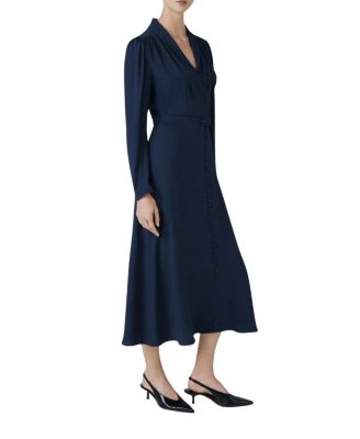 Elena Crepe Button Through Midi Dress