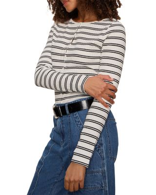 Ribbed Button Front Top