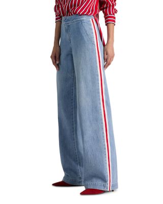 Mid Rise Straight Jeans in Rockstarblue/Off White/Pink