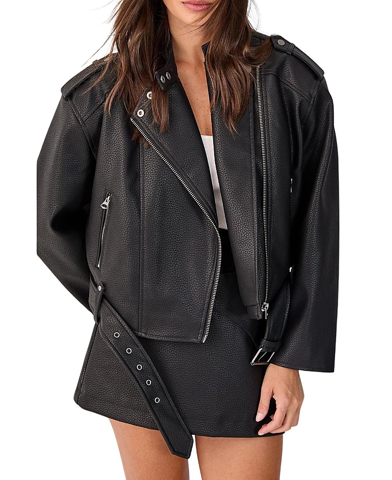 Nasty Gal Belted Faux Leather Biker Jacket