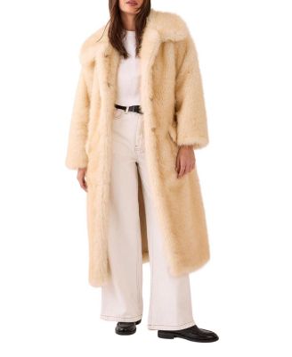 Belted Tipped Faux Fur Coat