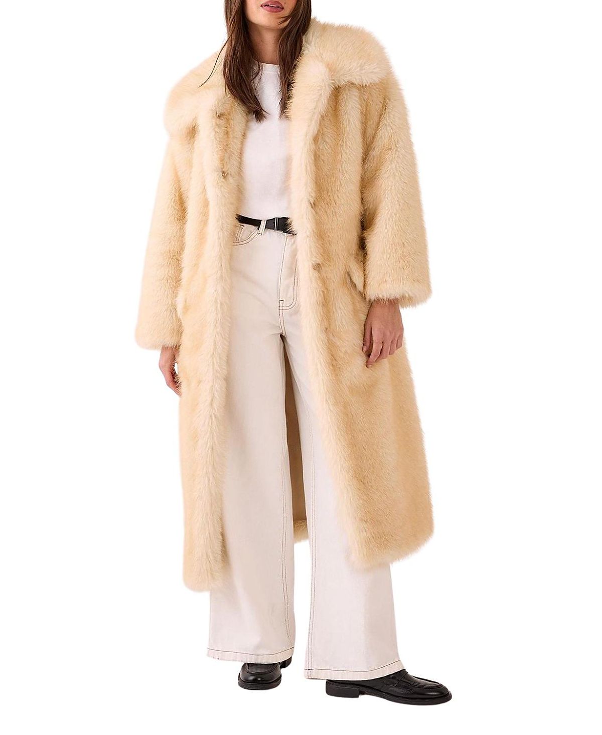Nasty Gal Belted Tipped Faux Fur Coat