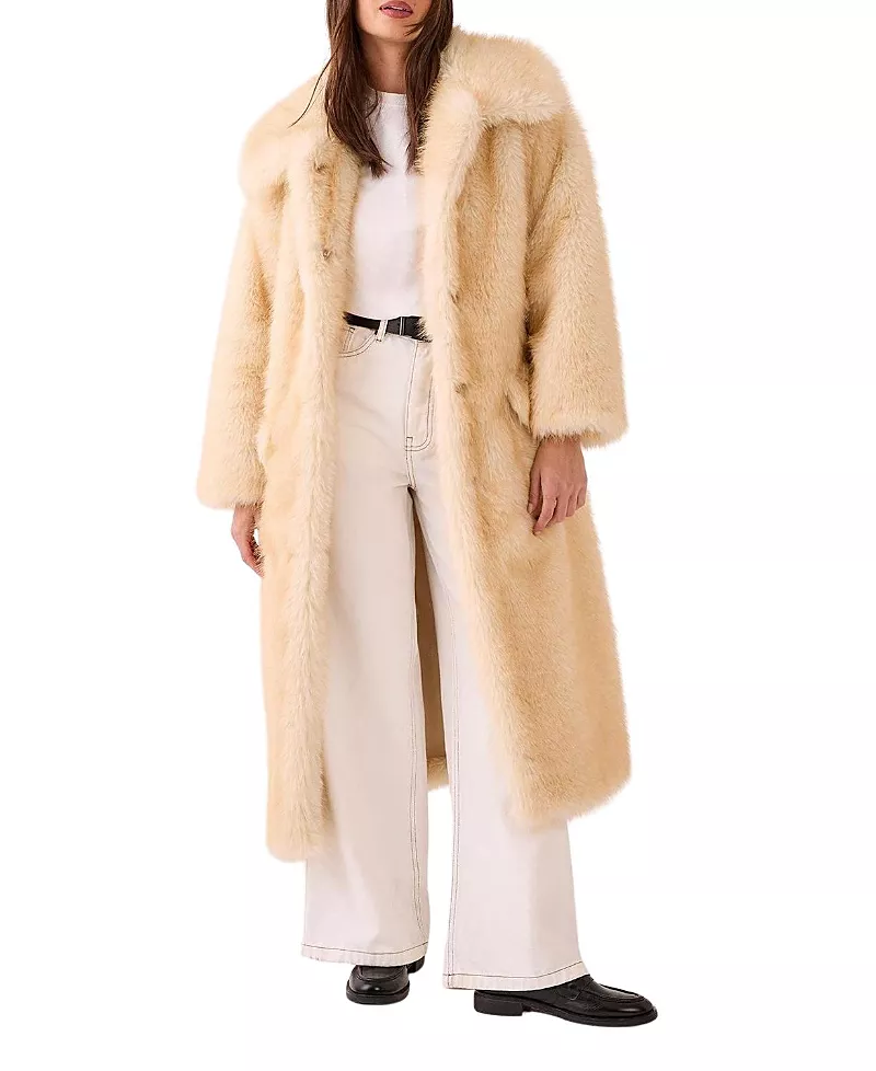 Nasty Gal Belted Tipped Faux Fur Coat