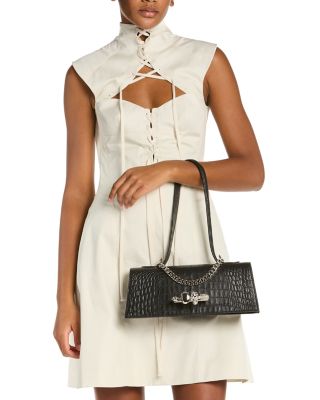 Soft Croc Embossed Leather Handbag