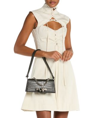 Small Croc Embossed Leather Handbag