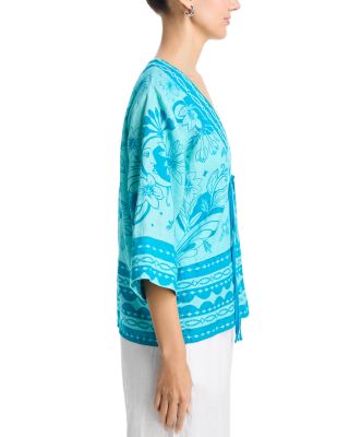 Linen Wide Hem Tie Kimono