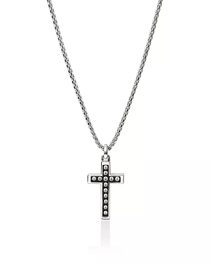 John Hardy Men's Sterling Silver Nailhead Cross Pendant Necklace, 24