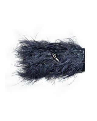 Andiamo Intrecciato Ostrich Feather Clutch
