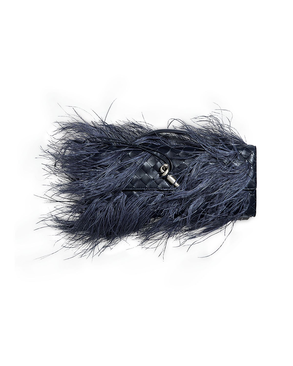 Bottega Veneta Andiamo Intrecciato Ostrich Feather Clutch