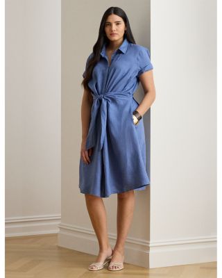 Tie Front Linen Shirt Dress