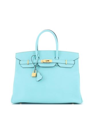 Birkin 35 Handbag Blue Epsom with Gold Hardware