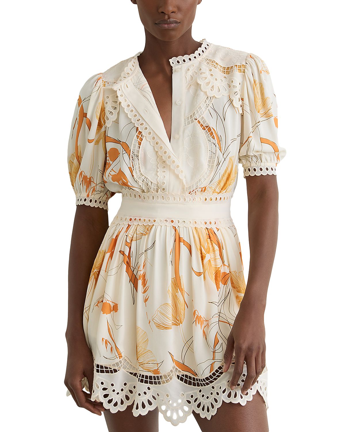 Reiss Lace Trim Dress