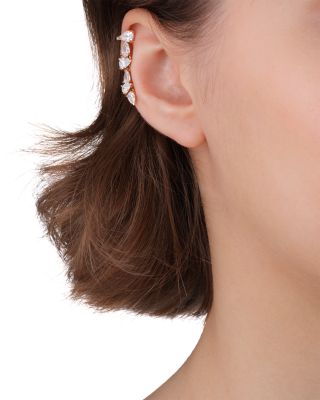 18K White Gold Serti sur Vide Diamond Pear & Round Right Side Ear Cuff