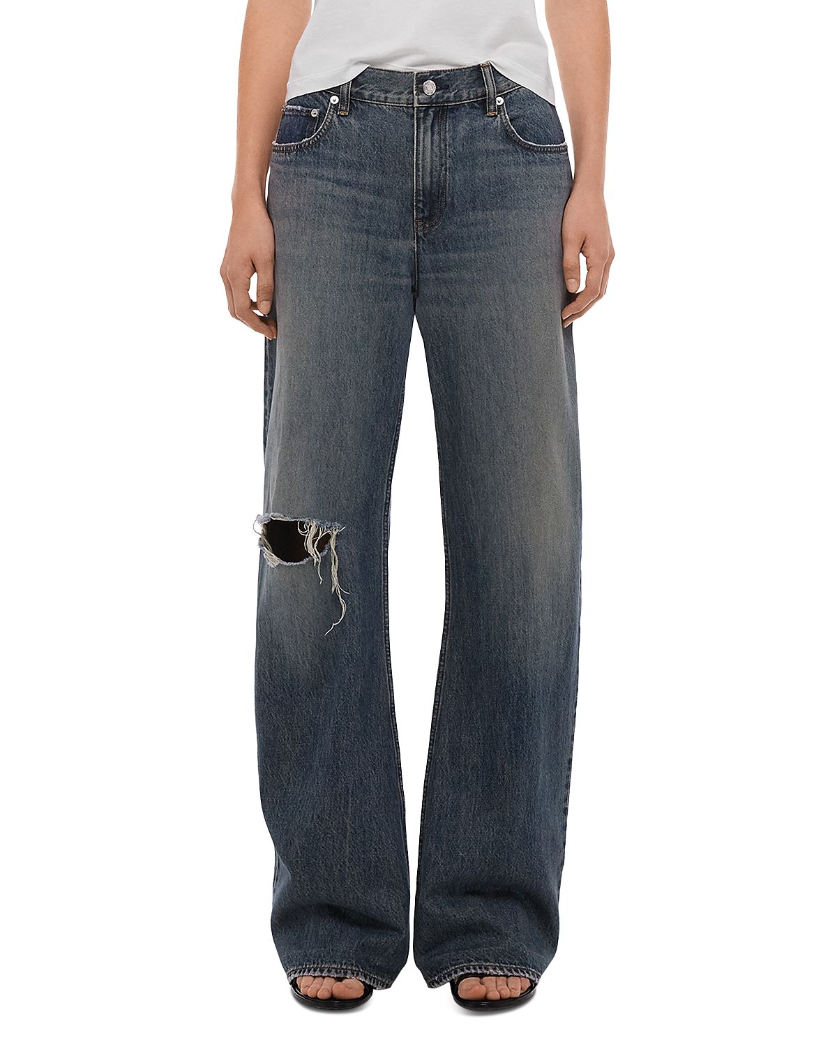 Helmut Lang High Rise Ripped Bootcut Jeans
