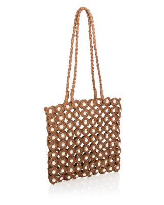 Imitation Pearl & Crochet Straw Tote