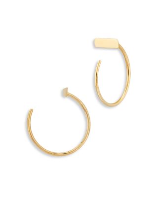 Bar Front to Back Hoop Earrings in 14K Yellow Gold