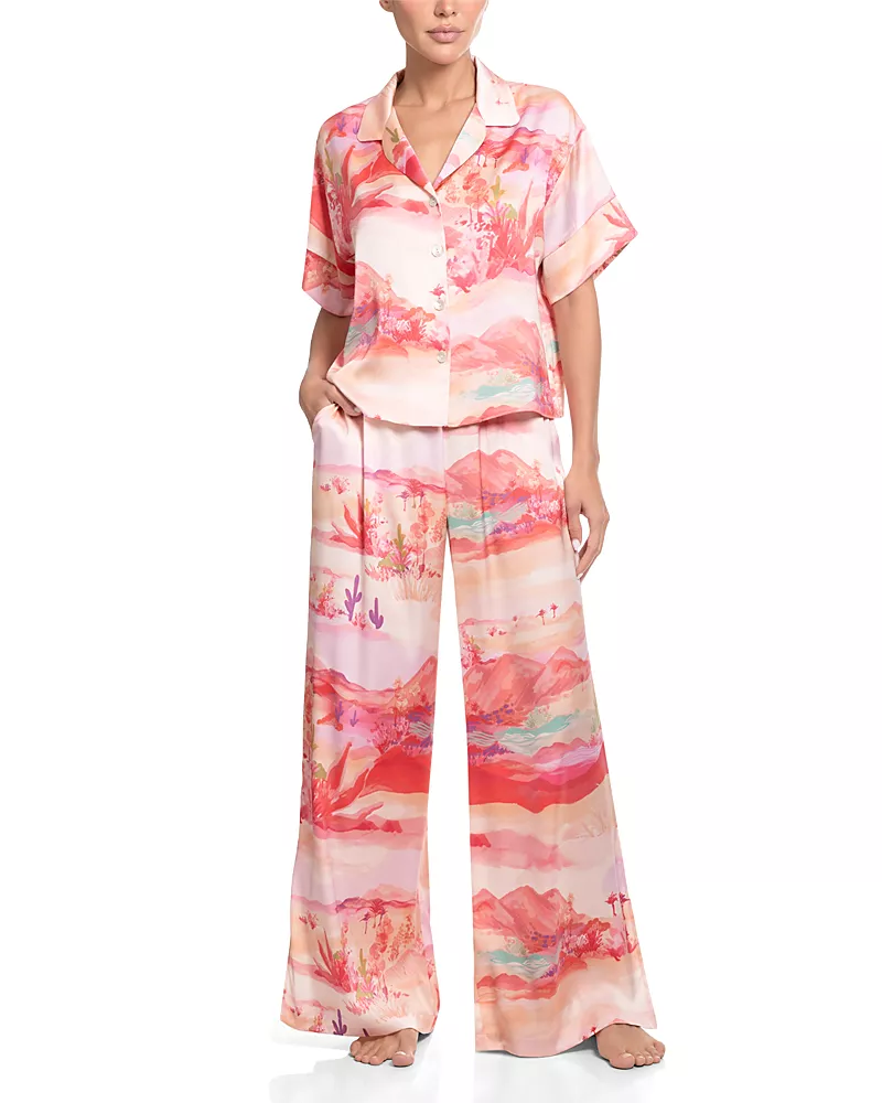 Midnight Bakery Stretch Satin Palazzo Pants Pajama Set
